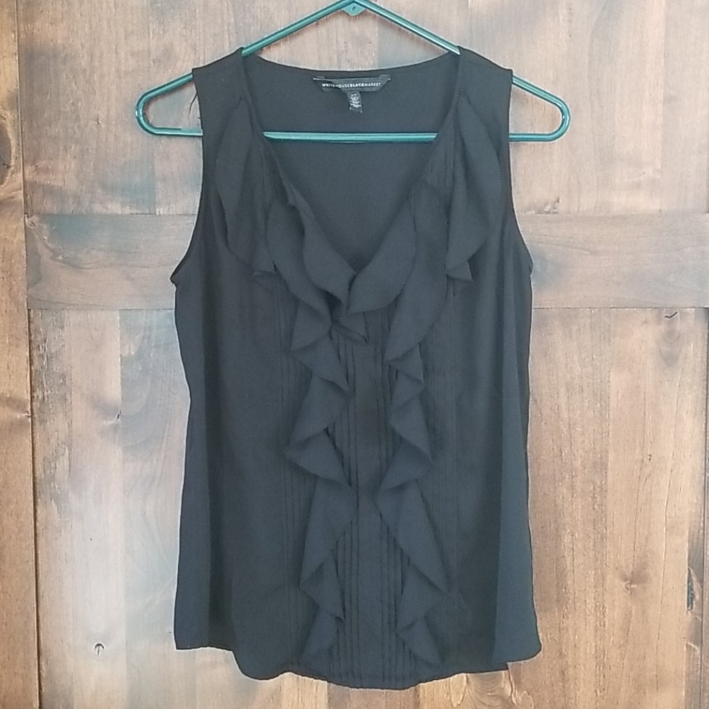White House Black Market Sleevless Ruffle Blouse
